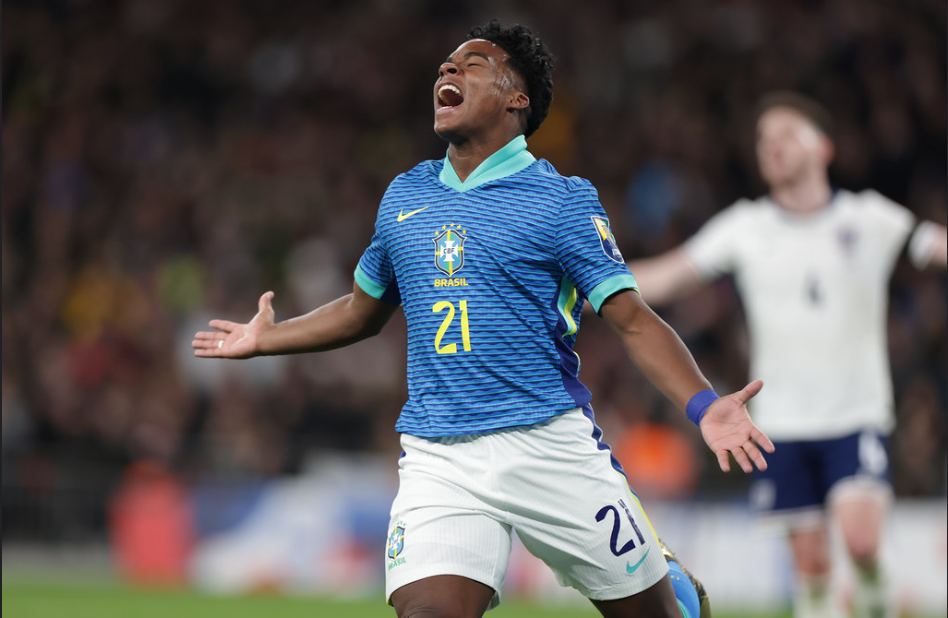 A lamentável camisa que Endrick usou em seu 1º gol pelo Brasil